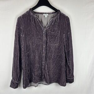 Sundance velvet silk blend blouse top button front size small